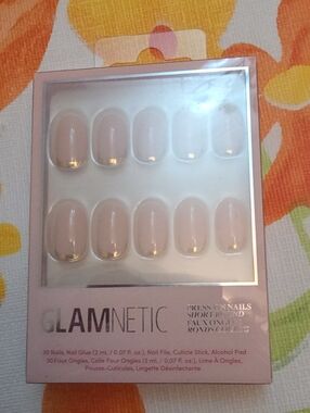 Glamnetic Press-On Nails in Nude Pink with Gold Accent